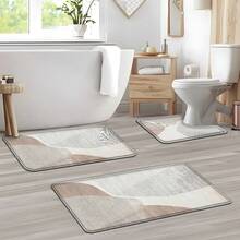 2/3/4PCS Thickened Flannel Printed Rugs Bathroom Set, Festival Abstract Painting -Style Home Deccor Bath Mat, Is Soft And Comfortable, Easy To Clean, And Suitable For Bathroom Deccor, Bathroom Accesssories, Living Room, Bedroom, Laundry Room And Kitchen Decoration - 彩色 - 查看 11