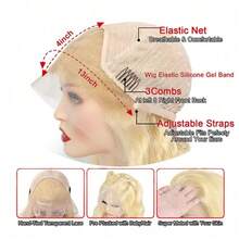 Platinum Blonde Deep Wave Human Hair Wig Ash Blonde Loose Curly Lace Front Wigs Human Hair For Women 13X4 Glueless HD Transparent Lace Front Wigs Human Hair Pre Plucked With Baby Hair Daily Natural Wig Halloween Christmas New Year's Day Party Wig - 白金金髮女郎 - 查看 7