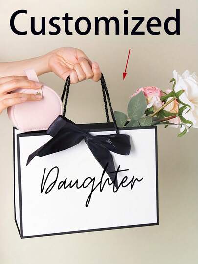 1 Stück Geschenktüte für Tochter, geeignet für den Geburtstag der Tochter, elegante faltbare Papiertasche mit Henkeln & Schleife - leichte Präsentationstüte für Weihnachten, Thanksgiving, Geschenkideen für besondere Anlässe der Tochter