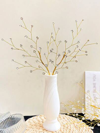 1pc Luxurious Crystal Flower Branch Artificial Flower, Durable And Maintenance-Free, Suitable For Wedding Decoration, Holiday Gifts, Bouquets, Party, Home Decor
