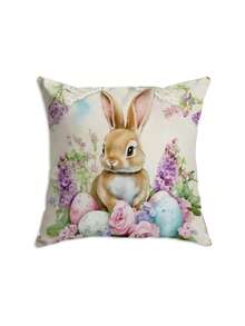 1/2/4件装复活节兔子花卉印花枕套，节日装饰靠垫套，不含枕芯，适用于客厅、沙发、门廊、户外等场所。 - 彩色 - 查看 17