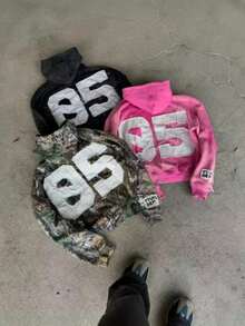Hoodies,Men's Vintage High-Street Fashion Brand Letter Print Casual Couple's Hooded Cardigan Sweatshirt Jacket - 迷彩 - 查看 2