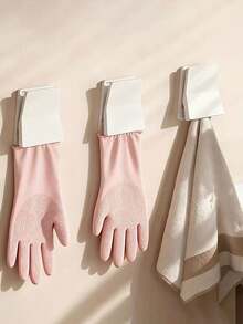 4件套壁挂/仪表盘式厨房手套架，带夹子、挂钩和卡扣 - 重型塑料手套架，适用于橡胶手套、洗碗用品收纳，节省空间的卫生整理架，手套悬挂架 - 彩色 - 查看 3