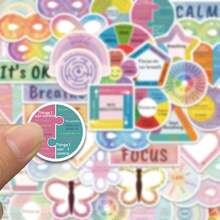 60pcs Calming Sensory Graffiti Stickers, Suitable For Decorating Envelopes, Mobile Phones, Helmets, Gift Boxes, Waterproof Stickers - Multicolor - View 7