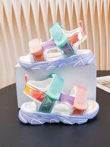 1 Pair Summer New Kids Shoes, Boys Casual Versatile Beach Sandals, Girls Woven Strap Fashionable Minimalist Open Toe Sandals - Pink - View 2