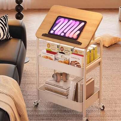 1 قطعة رف تخزين جانبي متحرك جديد سميك، طاولة قهوة متحركة، طاولة جانبية للأريكة، طاولة ليلية للوجبات الخفيفة
