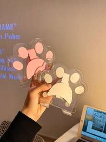 360°旋转亚克力猫爪造型可调节折叠桌面支架，透明耐用材质+防滑垫，宠物风格桌面配件，轻巧节省空间，适合家庭/办公室使用，兼容手机和平板电脑 - 彩色 - 查看 5