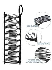 1个极简黑色香蕉发夹梳，高弹力多功能复古香蕉夹，适合日常通勤、派对等场合。 - 黑色 - 查看 2