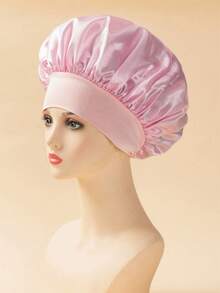 1pc Silk Sleep Cap Set - Satin Hair Bonnet, Suitable For Curly/Wavy Hair, With Soft Elastic Band (Black And Gold), Gentle Sleep Cap To Protect Hair And Control Frizz - Multicolor - View 3