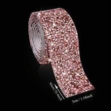 1 Roll DIY Self-Adhesive Rhinestone Tape, Silver Resin Rhinestone Strips, Diamond Crystal Rhinestone Tape Sticker, Shiny Rhinestones, Suitable For Crafts, Fabrics, Cars, Clothing, Bottles, Cakes, Phones, Birthdays, Wedding Decorations (Silver) - Silver - View 9
