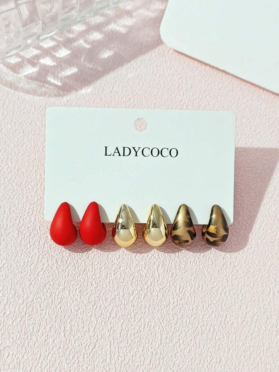 LADYCOCO 3對時尚奢華多色水滴耳環套組，優雅高端耳環套組，適合女性