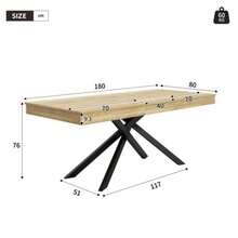Extendable Dining Table, 140/180 * 80 Cm, For 6-8 People, Suitable Shape, Thickened Tabletop, Metal Table Legs, Minimalist Style, Dining Table For Dining Room, Kitchen, Living Room - Màu Khaki - Xem 5