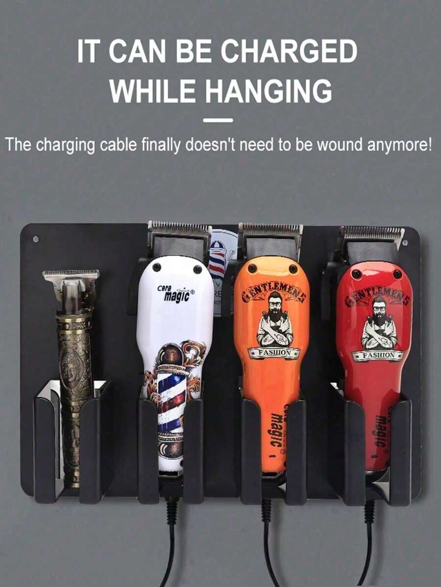 Multi-Functional Hair Clipper Rack - Wall Mounted Hair Cutter Brush Holder Stand For Easy Storage And Organization - Black - View 1