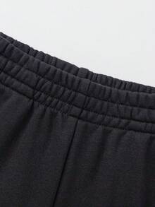 Balabala Unisex Knitted Pants, Adjustable Waist, Soft Comfortable Fabric, Everyday Casual Bottoms - Black - View 3