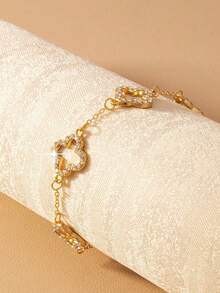 1pc Stylish Gold Butterfly Bracelet, Unique Premium Design With Delicate Pendant - Multicolor - View 3