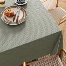 Olive Green Linen Cotton Table Cloth Rectangle Tablecloth Spring Waterproof Spillproof Cross-Star Textured Table Cltoth Drative Farmhouse Style For Dining Party Weddings 60x84 Inch Variant 4 - 橄欖綠 - 查看 6