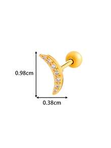 Toppiercing 1件极简主义铜锆石蝴蝶皇冠不锈钢耳骨耳环 - 彩色 - 查看 13