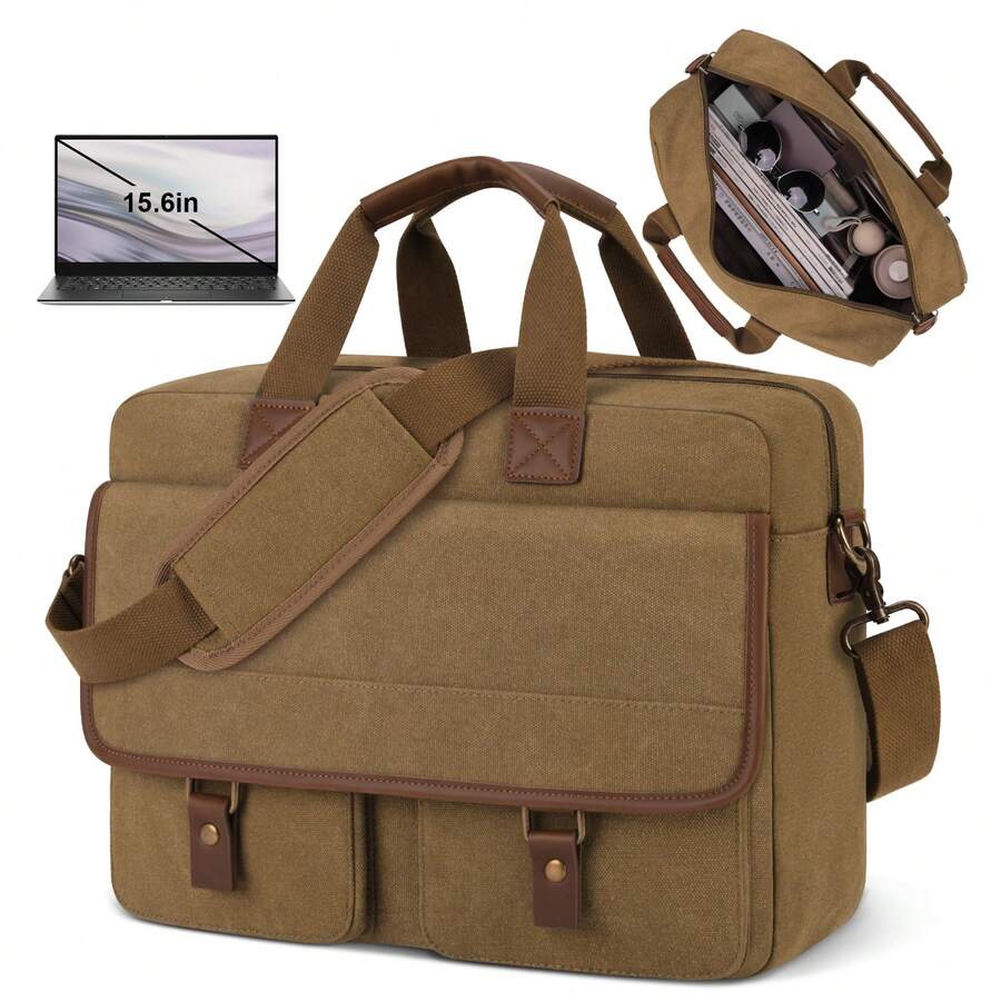 NEWHEY Messenger Bag For Men, 15.6 Inch Laptop Bag Computer Office Laptop Bag For Men, Waterproof Work Bags Canvas Messenger Laptop Briefcase Satchel For Business College Travel Laptop Case - Multicolor - View 1