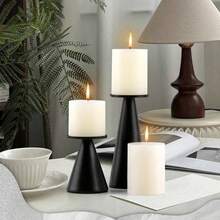 Set 1 buc/3 buc Suport/suport pentru lumânări metalice în stil european modern, cilindric negru, potrivit pentru decorarea mesei și a biroului, ideal pentru nunți romantice, cine la lumina lumânărilor, petreceri de ziua de naștere, banchet, decor pentru casă, poate fi folosit și ca cadou de Ramadan, cadou de Eid, cadou de absolvire, cadou de nuntă, cadou pentru cei dragi. - Negru - Vizualizare 4