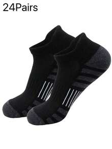 31 Pairs Men's Breathable Soft Comfortable Striped Knit Fabric Ankle Socks, Moisture-Wicking Sports Socks Suitable For Running, Basketball, All Seasons - Multicolor - View 8