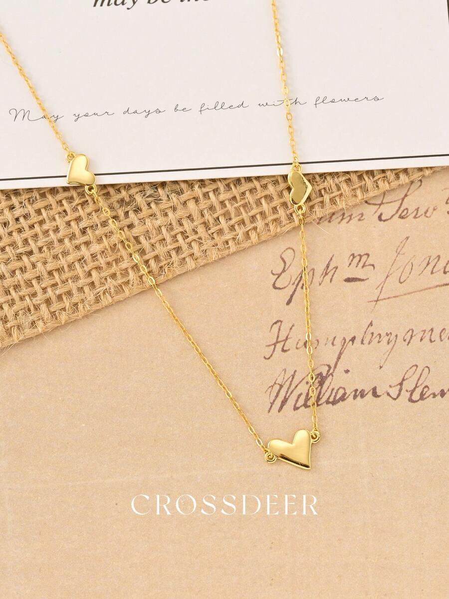 CROSSDEER 1件手工S925纯银心形吊坠项链，高品质珠宝，适合女性日常、派对和周年纪念场合佩戴。 - 心 - 查看 1