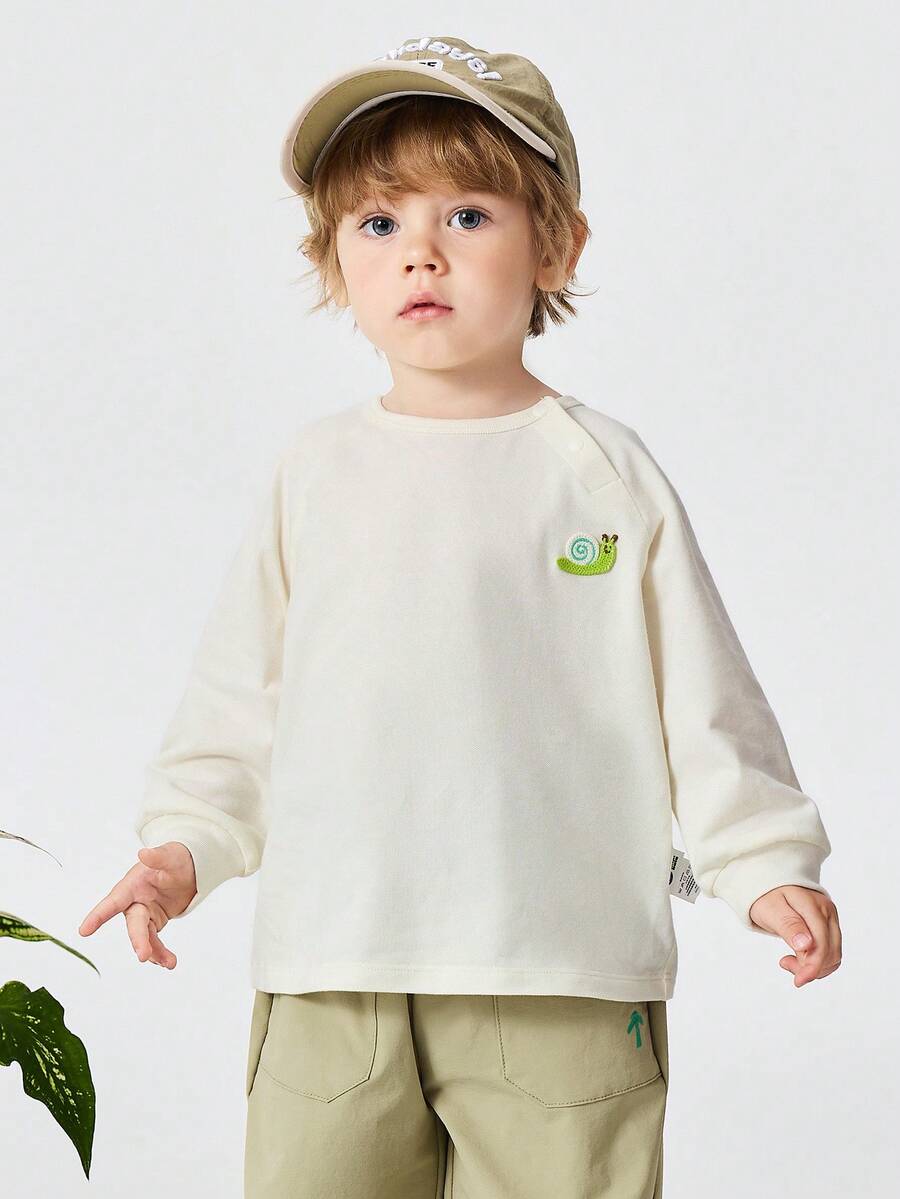 mini bala 2-6 Years Kids Long Sleeve T-Shirt, Soft Lightweight Breathable Outdoor Style, Spring 2026 Collection - Milky White - View 1