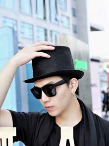 1pc New Magician Top Hat, Black Gentleman Jazz Hat, Korean Fashion Casual Unisex British Style - Black - View 1