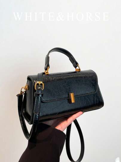 Túi xách nữ phong cách vintage, chất liệu PU, kiểu dáng patchwork, túi đeo vai nhỏ hình vuông, thích hợp cho việc đi lại hàng ngày.