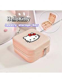 1pc Sanrio Hello Kitty Cute Women's Jewelry Organizer PU Material With Multiple Compartments Suitable For Storing Necklaces Earrings Rings Ladies Fashion Christmas Halloween Valentine's Day Gift