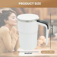 Electric Coffee Mug With Temperature Sensing, Magnetic Auto-Stirring, Portable Electric Coffee/Milkshake Shaker Cup For Protein Powder, Available In Black And White - 彩色 - 查看 5