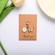Thank You Gratitude Card Colorful Enamel Daisy Keychain Pendant Small Postcard, Employee Appreciation, Encouragement Blessing Close Friends - E - Xem 11