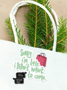 3/2/1 Pcs "Sorry I'm Late, I Didn't Want To Come" Stickers - Funny Green Text Stickers To Express Your Mood! Great For Laptops, Water Bottles, And A Creative Gift Idea. - one-size - View 7