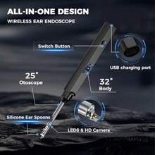 Ear Wax Removal - Earwax Remover Tool With 8 Pcs Ear Set - Ear Canal Cleaner With 1080P Camera - Ear Cleaning Kit With 8 Ear Spoon - Ear Camera For IOS And Android Black - 黑色 - 查看 4