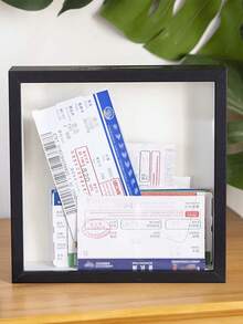 1个火车票造型存钱罐，音乐票纪念相框，电影票收藏展示架，生日、毕业最佳礼物 - 彩色 - 查看 2