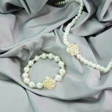 1 Set Mother's Day Gift Women's Jewelry Set, Pearl Flower Necklace, Elegant Bracelet, Suitable For Formal Occasions, Classic Retro Style, Beaded Bracelet, Summer Beach Boho Jewelry, Necklace, Teacher's Day, Valentine's Day, Thanksgiving, Christmas Gift - White - View 9