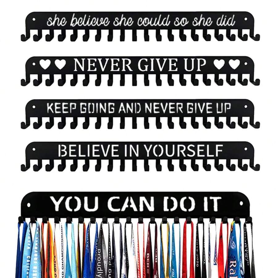 Estante de exhibición de medallas de metal, organizador de colgador montado en la pared, soporte de premios de gran capacidad, decoración para el hogar de carreras, fútbol, deportes y karate - A1 - Ver 1