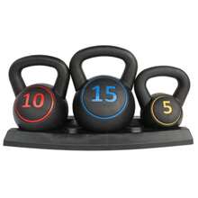 5/10/15LB Kettlebell Set With Non-Slip Handle, Compact Home Gym Equipment For Strength Training/ Fitness/ Rehabilitation
