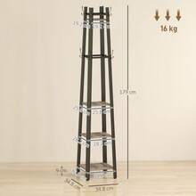 Industrial 4-Shelf Coat & Storage Stand - Heavy-Duty Garment Rack In Grey/Black With Shelving For Entryway, Studio Or Utility Room - Default - View 3