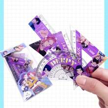 K-POP 女团 15CM 可爱三角尺套装，卡通可爱创意学生三角尺套装，文具，适合返校季/考试季/情人节/礼物/情侣礼物 / K-POP - 彩色 - 查看 5