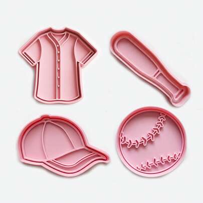 Baseball Cookie Cutter Stamp Set With Ergonomic Handle - Durable Baking Tool For Dough Fondant Clay, Perfect For Home Baking, DIY Desserts & Party Treat Decorations