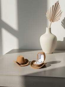 1个创意帽子造型首饰盒，奢华翻盖迷你戒指盒，可爱小巧的牛仔帽首饰礼品收纳盒，适合情人节、结婚纪念日、订婚、送给女友、妻子、男友、丈夫、情侣的礼物 - 彩色 - 查看 9