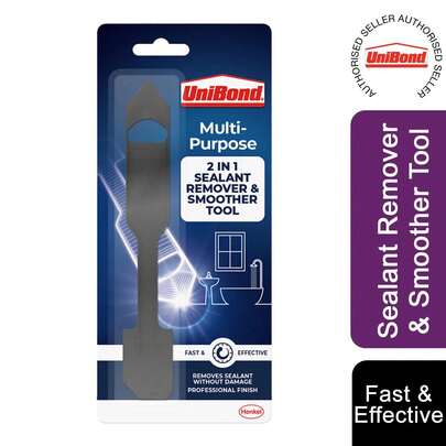  UniBond Easy-To-Use 2-In-1 Plastic Sealant Remover & Smoother Tool Black, Professional Silicone Caulk Scraper Remover & Finisher For Easy Cleanup Smoothing Sealant Beads