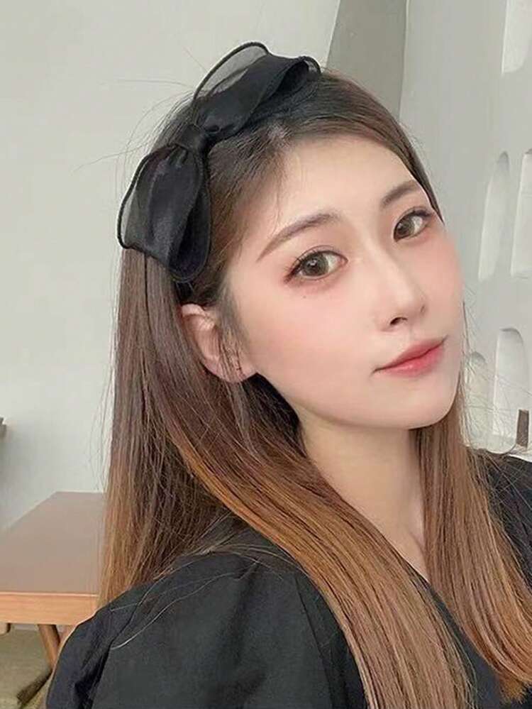 1個 レディース ブラックレース 3Dリボー ヘアバンド、新作春夏アウトフィット、旅行、ヘアケア、メイクアップ、入学、デート、ヘアアクセサリー、ギフト - ブラック - 見る 4