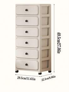 1pc Movable Cream-Colored Storage Cabinet, Home Storage Cabinet With Drawers For Living Room, Kitchen, Bedroom Nightstand - Multicolor - View 2