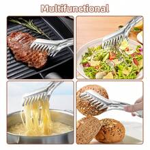 1pc Stainless Steel Pasta Tong, Durable And Easy To Clean, Dishwasher , Suitable For Restaurants, Buffets, Kitchens, Serving Food, Fruit, Steak, BBQ, Bread - View 5