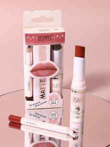 USHAS Lip Liner + Lipstick Set, 12 Colors Available, Velvet Matte Texture, Long-Lasting Non-Smudge Lip Makeup Set, Waterproof Lipstick, Essential For Daily Commute And Parties - #07 Deep Plum Velvet - View 7