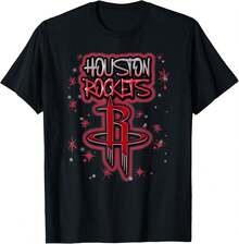 N.B.A H.Ouston R.Ockets Airbrush Logo T-Shirt - Black - View 1