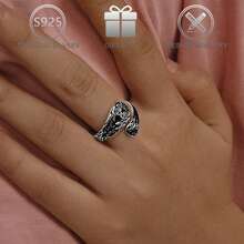 1pc 925 Sterling Silver Vintage Unique Rose Flower & Butterfly Design Spoon Ring For Women, Suitable For Daily, Vacation Wear, Holiday Gift - Antique Silver - View 2