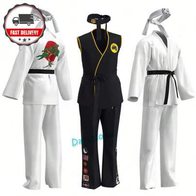 The Karate Kid Cosplay Costume Karate Kid Adult Uniform Outfit UK