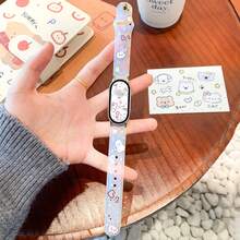 Silicone Strap For Xiaomi Mi Band 10/9/8, NFC Version Applicable, Star & Rabbit Print Design, Buckle Silicone Style, Cute Dopamine Decor Smart Watch Band For Women, Replacement Strap For Xiaomi Smartwatch, Fashionable & Personalized Ladies Watch Band - Multicolor - View 9